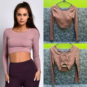 Elegant Mauve Long Sleeve Crop Top Sport L